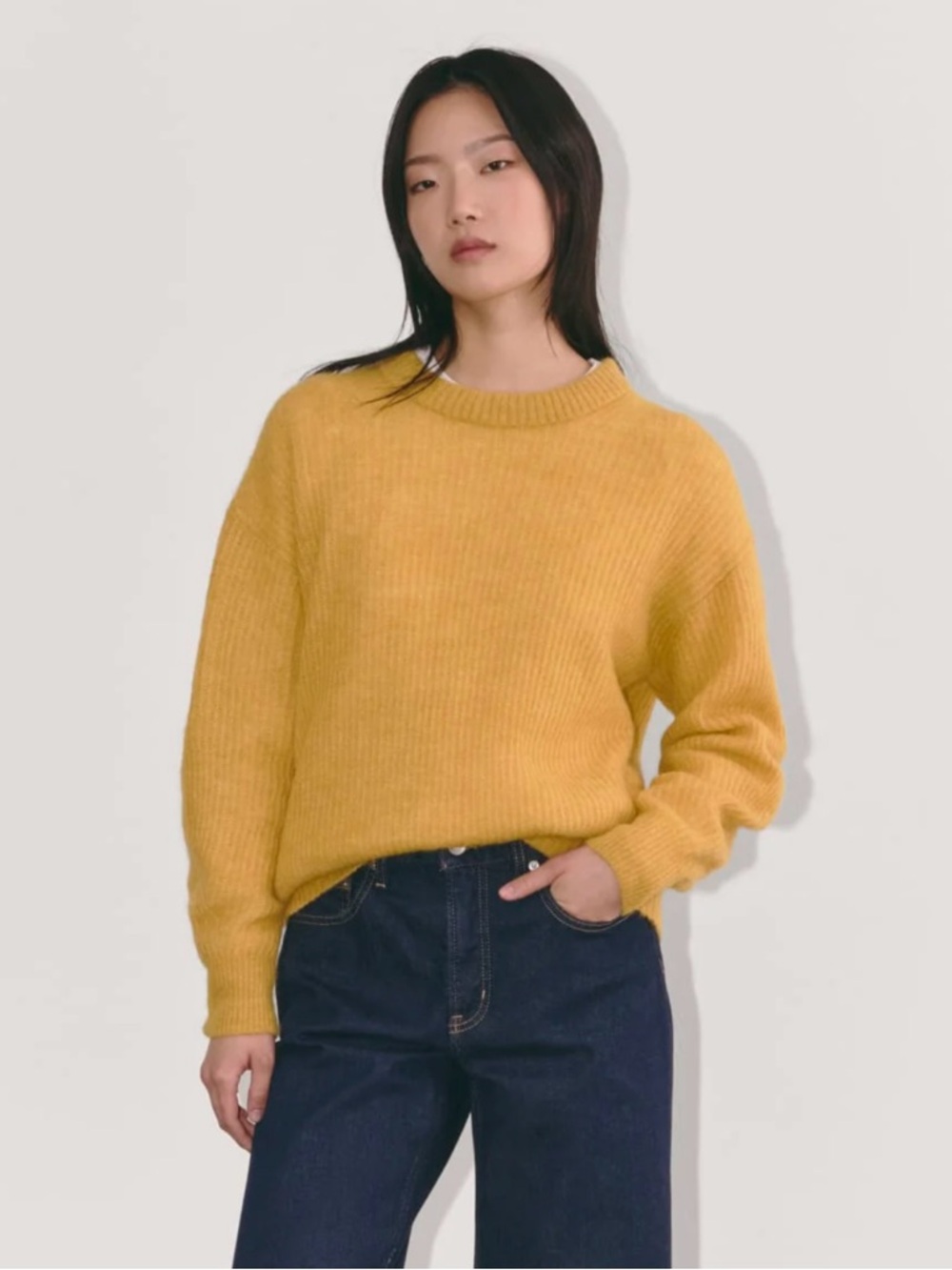 Everlane The Cocoon Crew Alpaca - golden yellow - Size Small